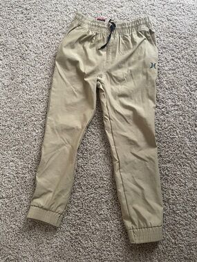 New!! Hurley khaki Elastic-Waist Jogger Pants 7/8